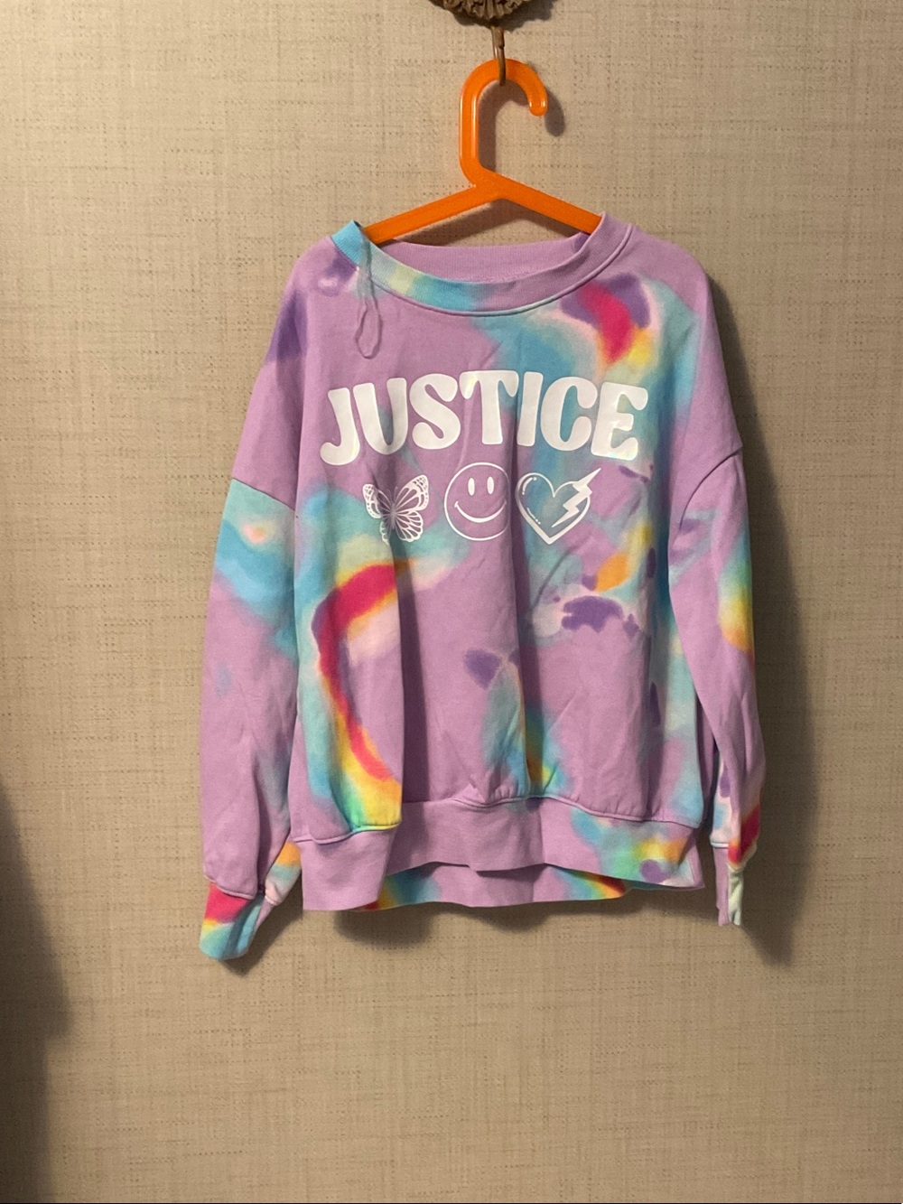 Justice Lavender Tie-Dye Graphic Pullover Sweatshirt